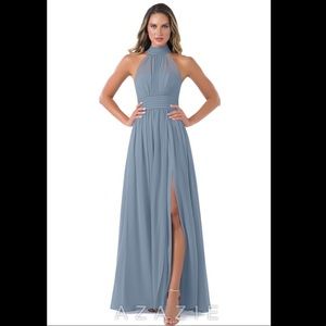 Azazie Dusty Blue Bridesmaids Dress size 6 Iman Style Dress